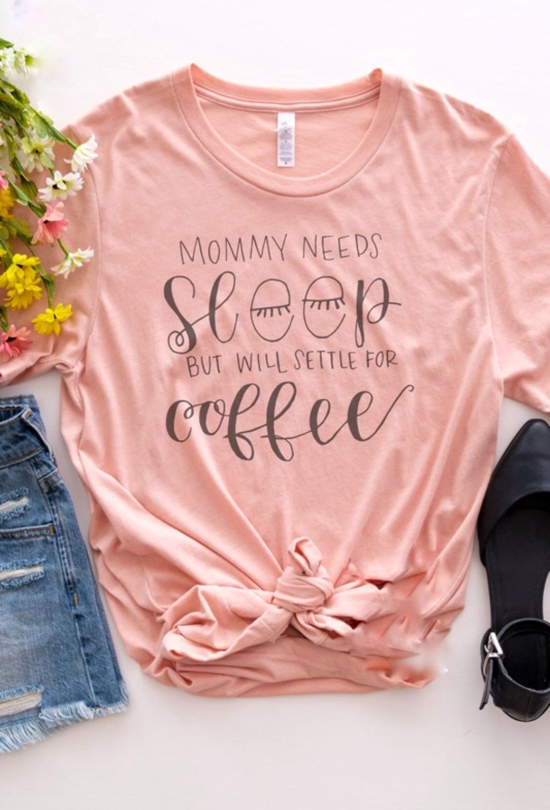 Mommy Needs Coffee Tee (peach)