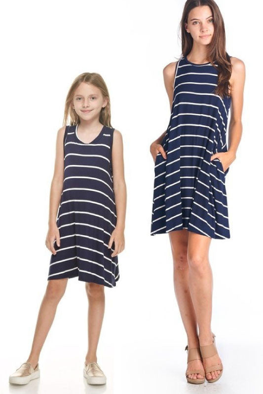 Mommy and Me~Stripes Away (navy)